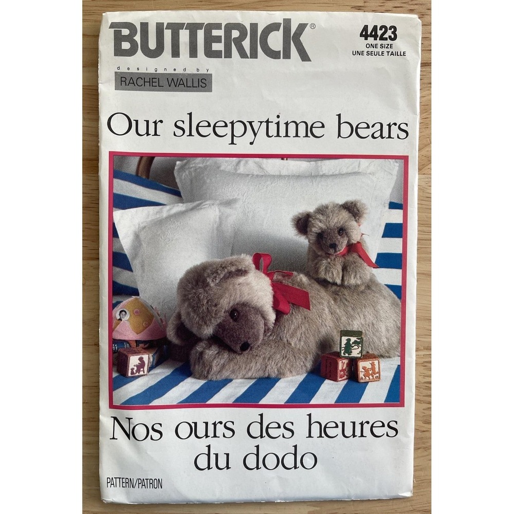 Sleepytime Bear Mom Cub Butterick 4423 Sewing Pattern UNCUT 1989